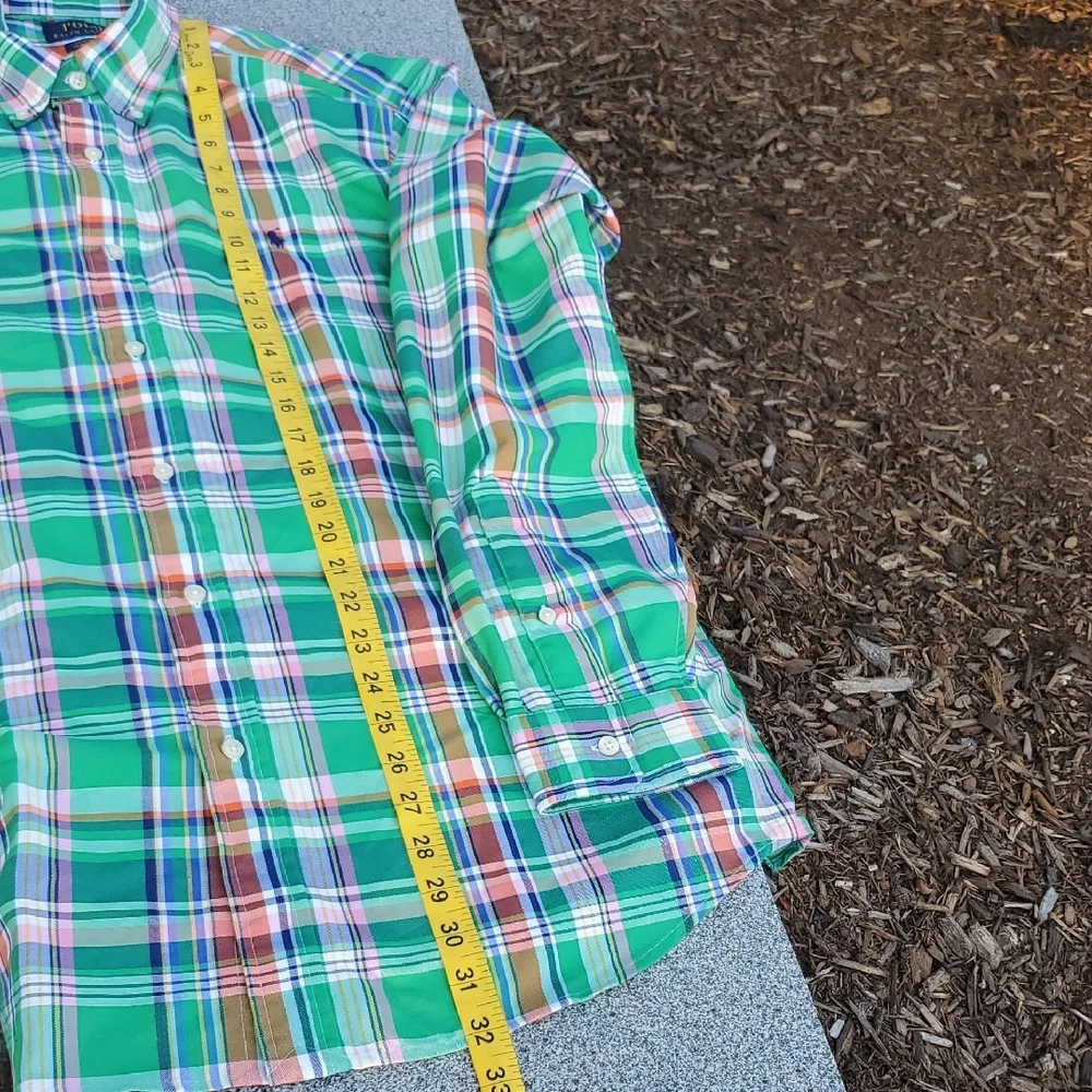 Polo by Ralph Lauren Green and Blue Casual Button Down Shirt Large